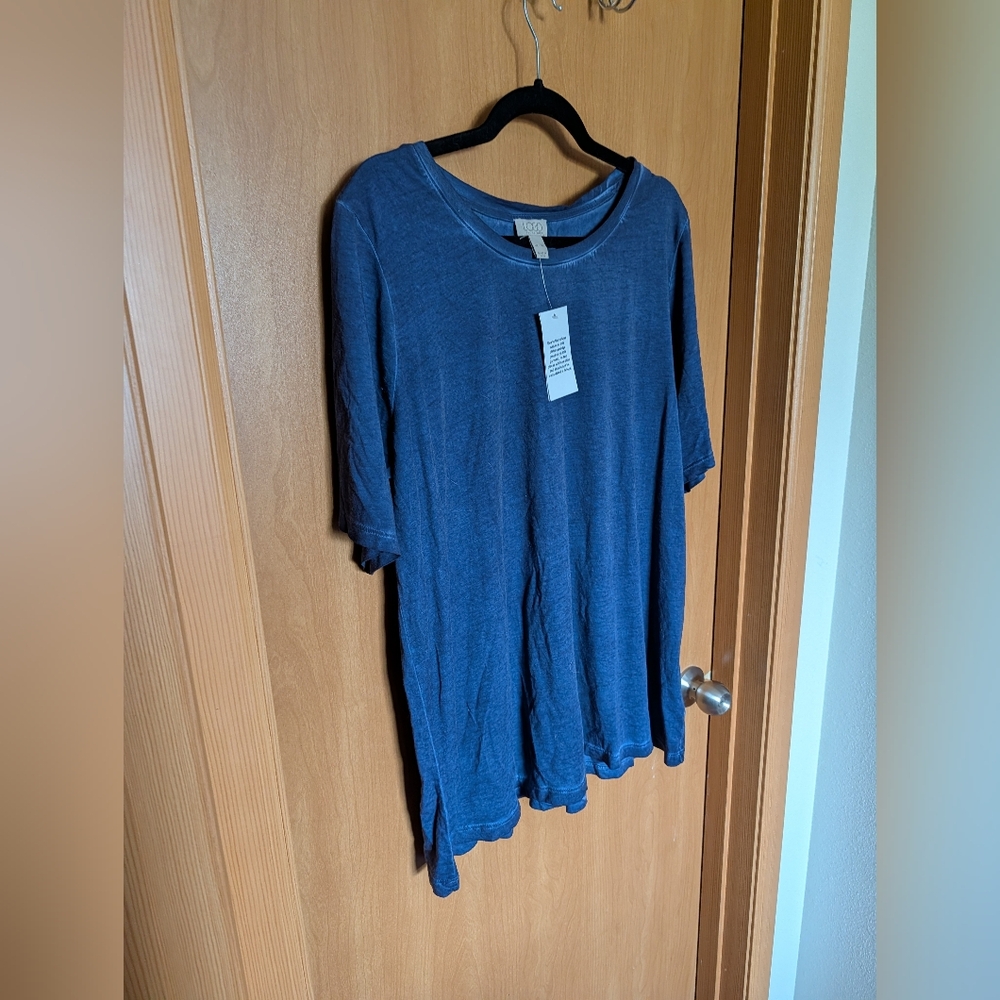 LOGO by Lori Goldstein Navy Tunic Top
